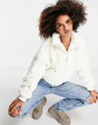 Missguided Recycled Faux Fur Bomber Jacket In White