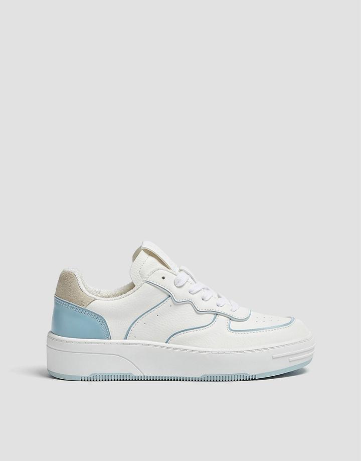 Pull & Bear Contrast Sneakers In Blue And White