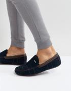 Ted Baker Morris Moccasin Checked Slippers - Navy