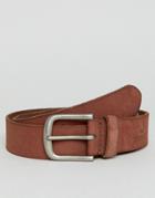 Hollister Core Leather Belt In Mid Brown - Brown