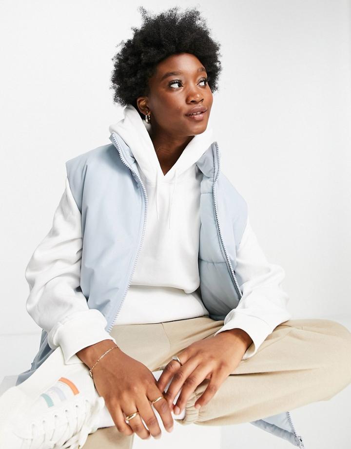 Asos Design Oversized Padded Vest In Blue-blues