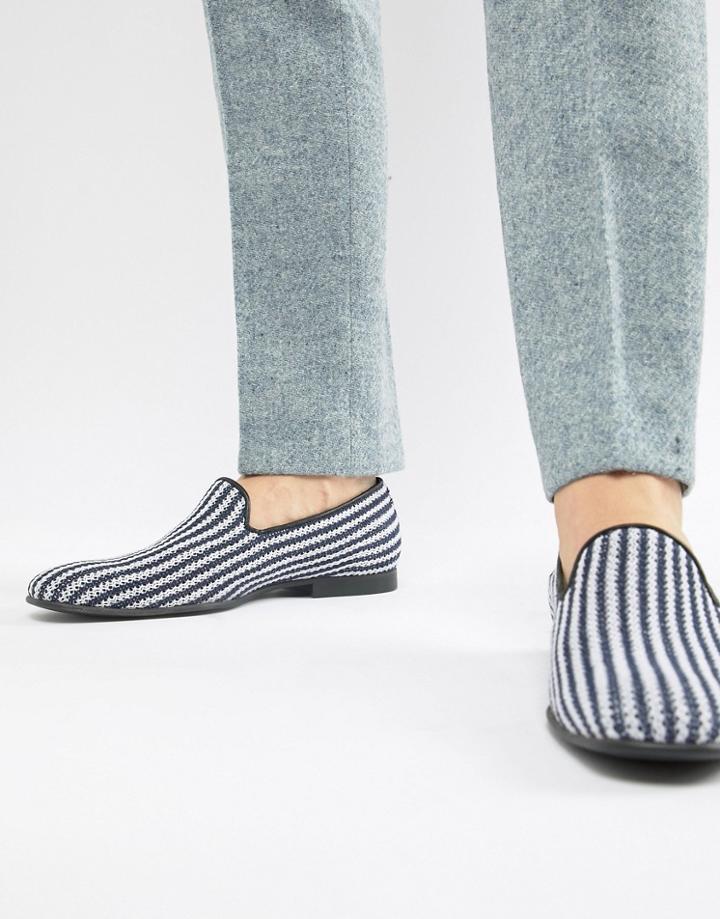 Asos Design Loafers In Navy And White Stripe - Multi