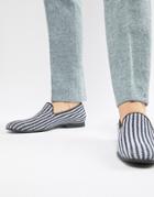 Asos Design Loafers In Navy And White Stripe - Multi