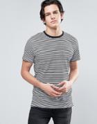 Jack & Jones Core Longline T-shirt With Stripe - White