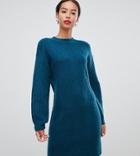 Asos Design Tall Moving Rib Sweater Dress - Green