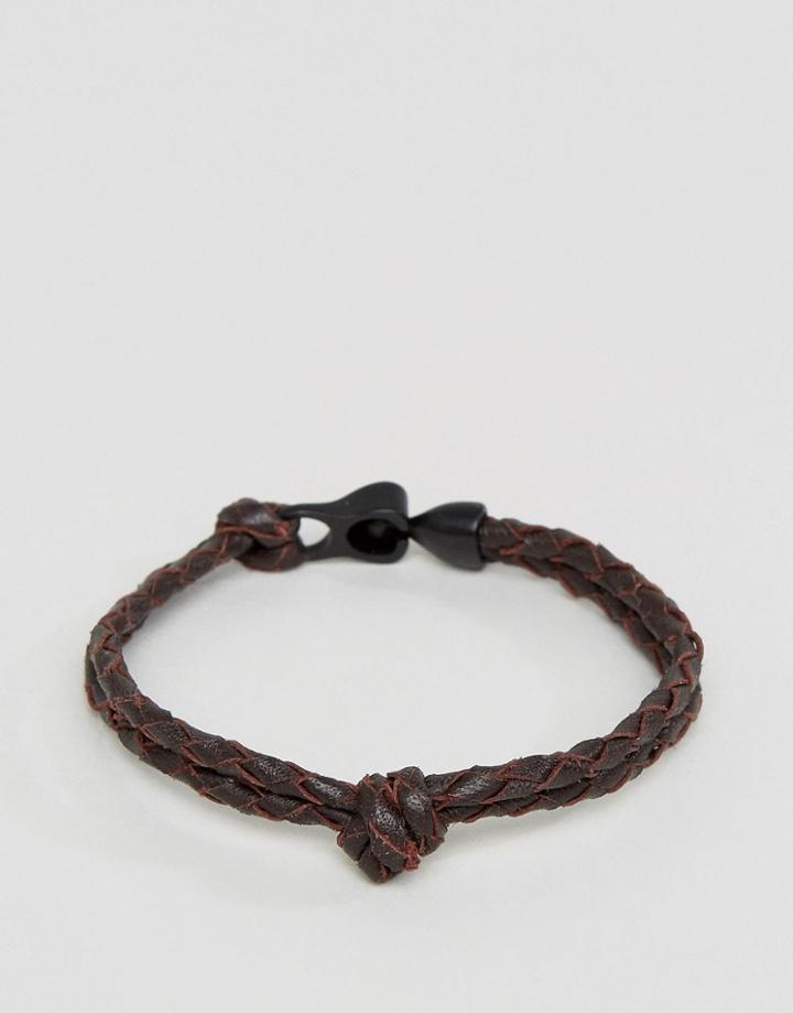 Icon Brand Twist Leather Bracelet In Brown - Brown