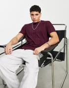Asos Design T-shirt In Chevron Texture In Purple-red