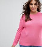 Asos Curve Sweater With Crew And Panel Detail - Pink