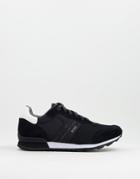 Boss Parkour Runn Leather Sneakers In Black