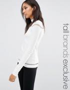 One Day Tall Sweater With Cage Detail - White