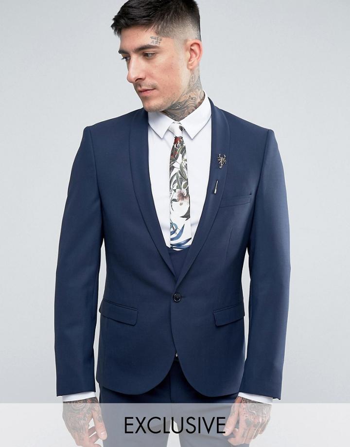 Noose & Monkey Super Skinny Suit Jacket - Navy