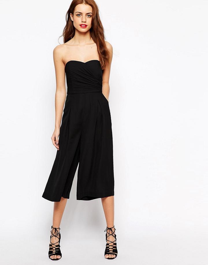 New Look Culotte Bandeau Jumpsuit - Black