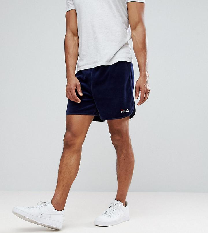 Fila Black Line Velour Shorts In Navy - Navy