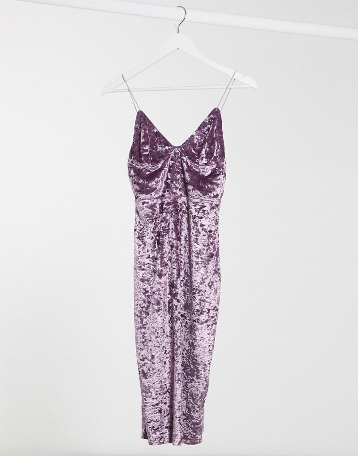 Club L London Crushed Velvet Cami Midi Dress-purple