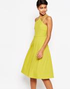 Asos Rib Structured Full Midi Dress - Green