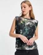 Allsaints Coni Tank Top In Valhalla Print-green