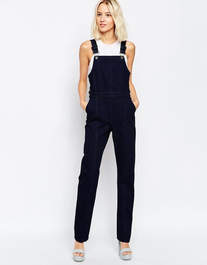 Asos Denim Straight Leg Overall In Agatha Indigo Wash - Indigo