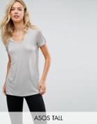 Asos Tall Lightweight T-shirt With V Neck - Gray