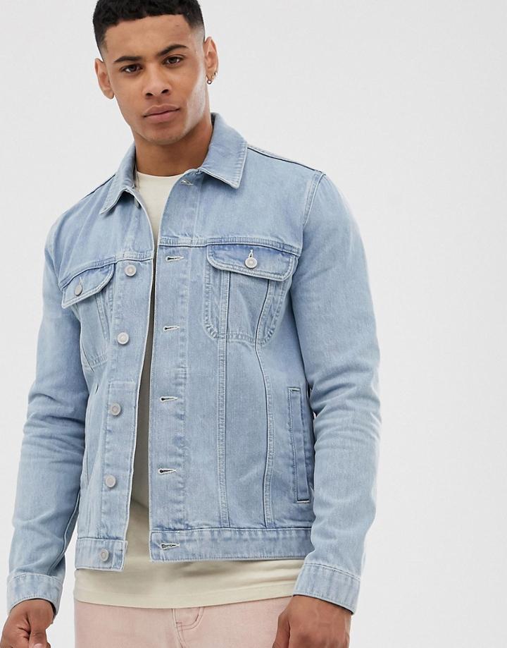 Asos Design Regular Denim Jacket In Light Wash