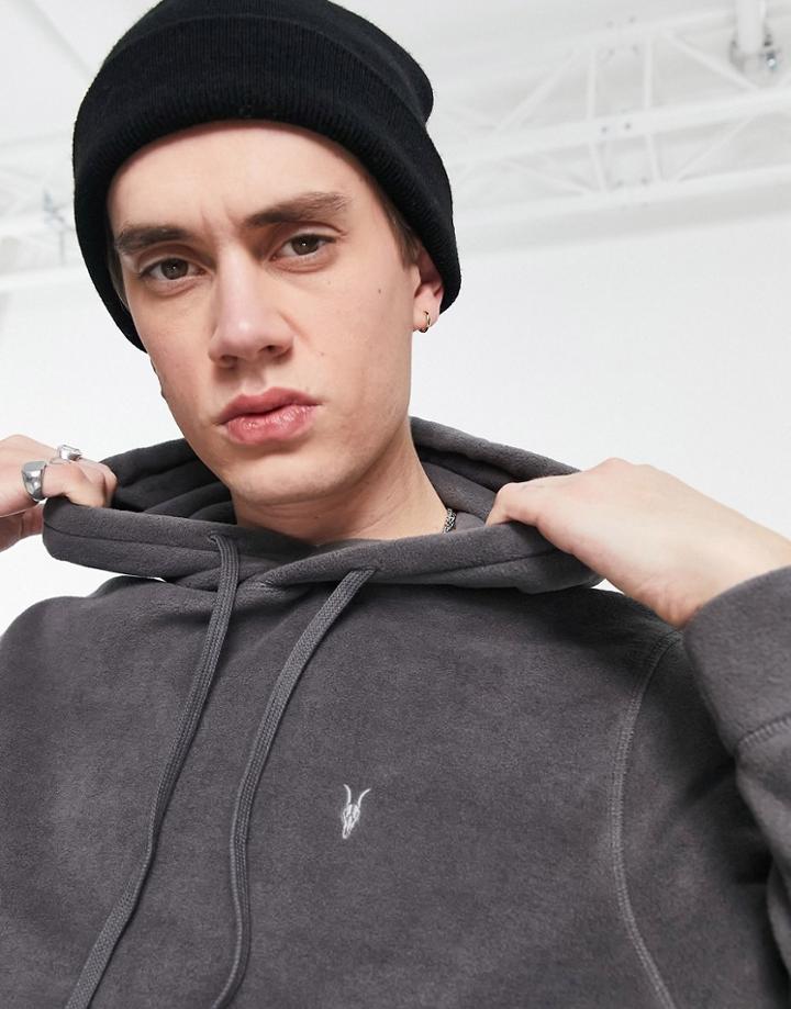 Allsaints Torin Overhead Fleece Hoodie In Gray
