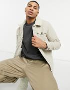 French Connection Corduroy Jacket With Teddy Lining In Stone-neutral