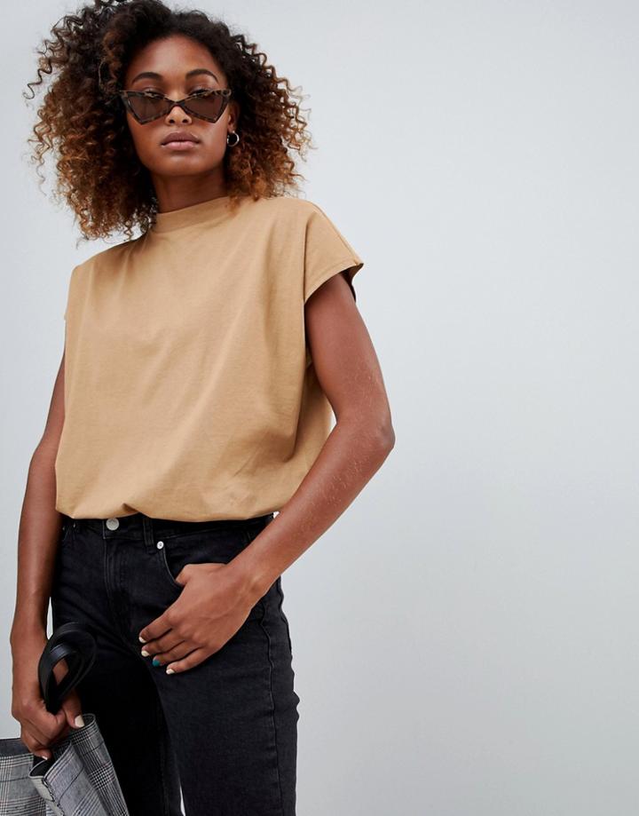 Weekday Prime T-shirt In Beige - Beige