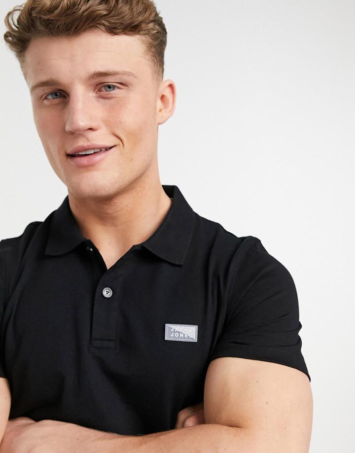 Jack & Jones Core Jersey Polo In Black