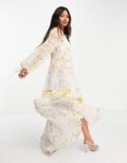 Asos Design Soft Wafty Maxi Dress In Mixed Ditsy Floral Print-multi
