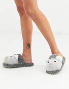 Women'secret Fluffy 3d Hedgehog Slippers In Gray