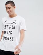 Stradivarius Oversized T-shirt With Let's Go To Los Angeles Slogan In White - White
