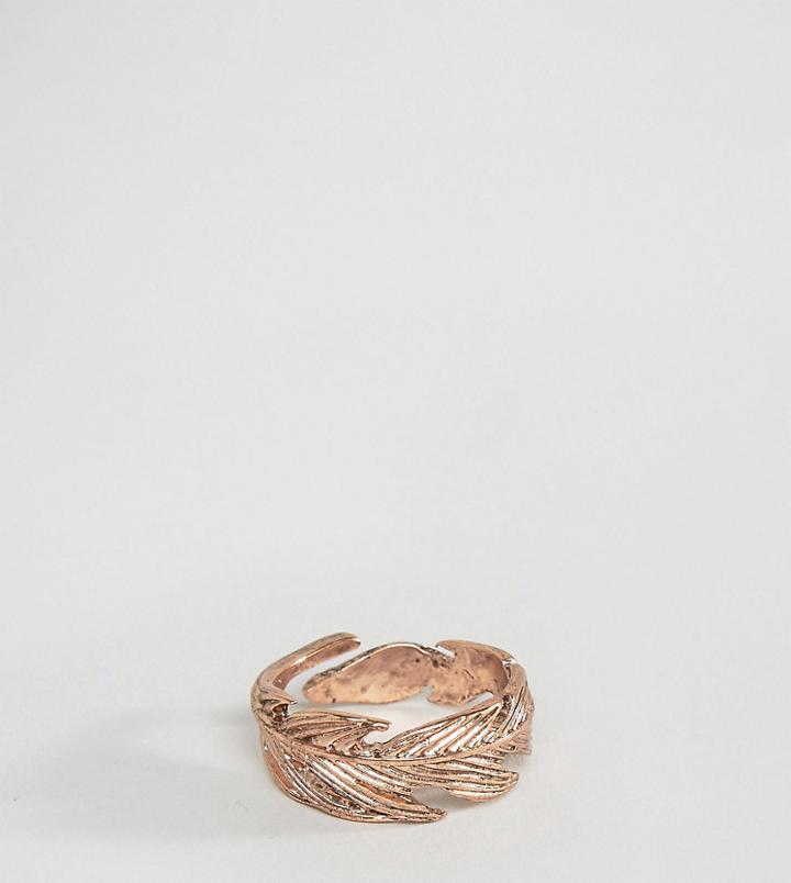 Icon Brand Feather Ring In Rose Gold Exclusive To Asos - Gold