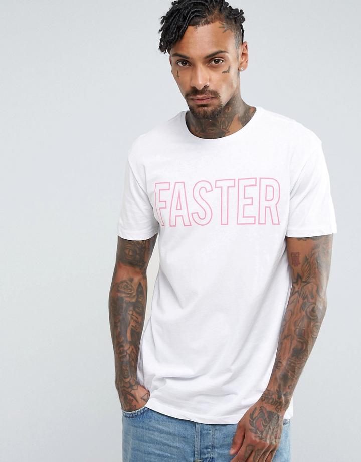 Bershka Faster Print T-shirt With Back Print In White - White