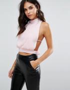 Love Pleated High Neck Top - Pink