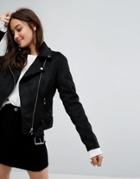 New Look Suedette Biker Jacket - Black