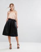 Closet Pleated Side Bow Tie Skirt - Black