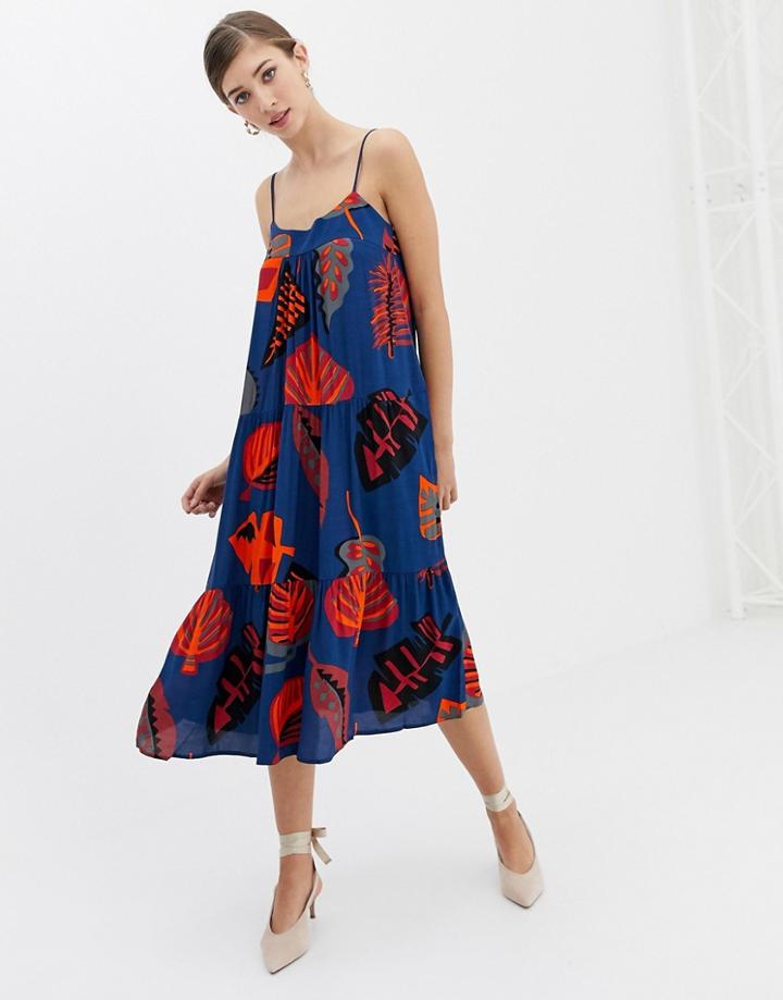 Closet Strap Print Flared Dress - Multi