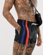Asos Design Swim Shorts With Red & Blue Panels In Super Short Length - Multi