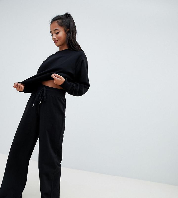 Asos Design Petite Lounge Wide Leg Palazzo Pants - Black
