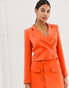4th + Reckless Double Breasted Crop Blazer In Orange