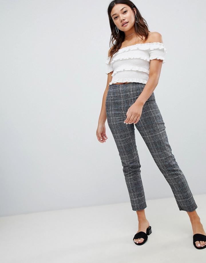 Parisian Slim Leg Check Pants-gray