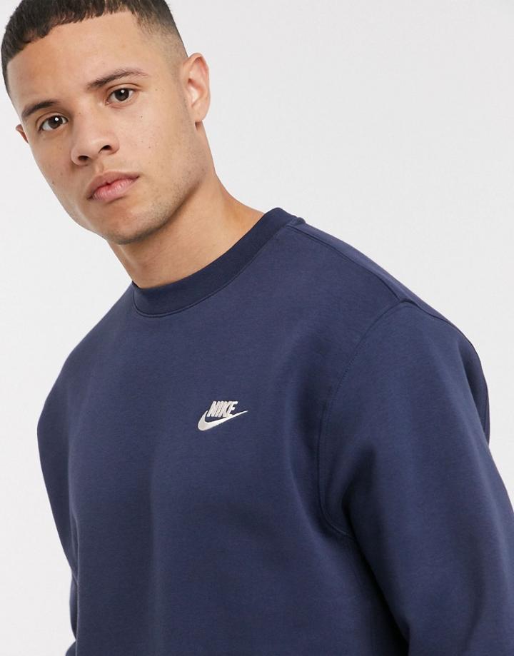 Nike Club Crew Neck Sweat In Navy