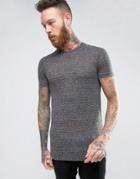 Asos Longline Muscle T-shirt In Textured Fabric - Gray