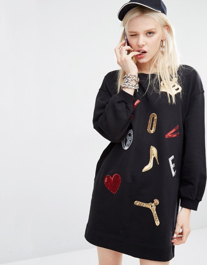 Love Moschino Embellished Sweater Dress - Black