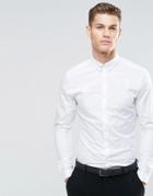Asos Skinny Shirt In White With Tie Pin And Long Sleeves - White