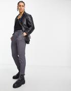 Asos Design Tapered Turnup Smart Pants In Navy