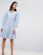 To Be Adored Rebekka Corseted Shirt Dress - Blue