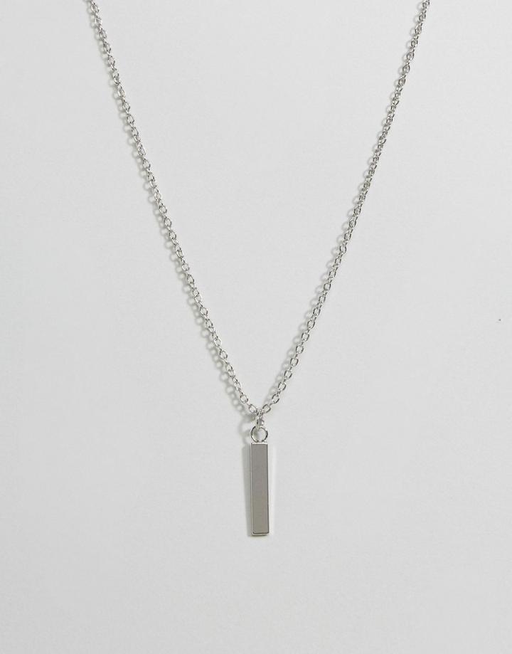 Designb London Line Pendant Neclace In Silver Exclusive To Asos - Silver