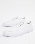Asos Design Lace Up Plimsolls In White Canvas