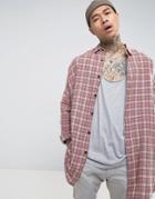 Asos Oversized Check Shirt With Drop Shoulder - Pink