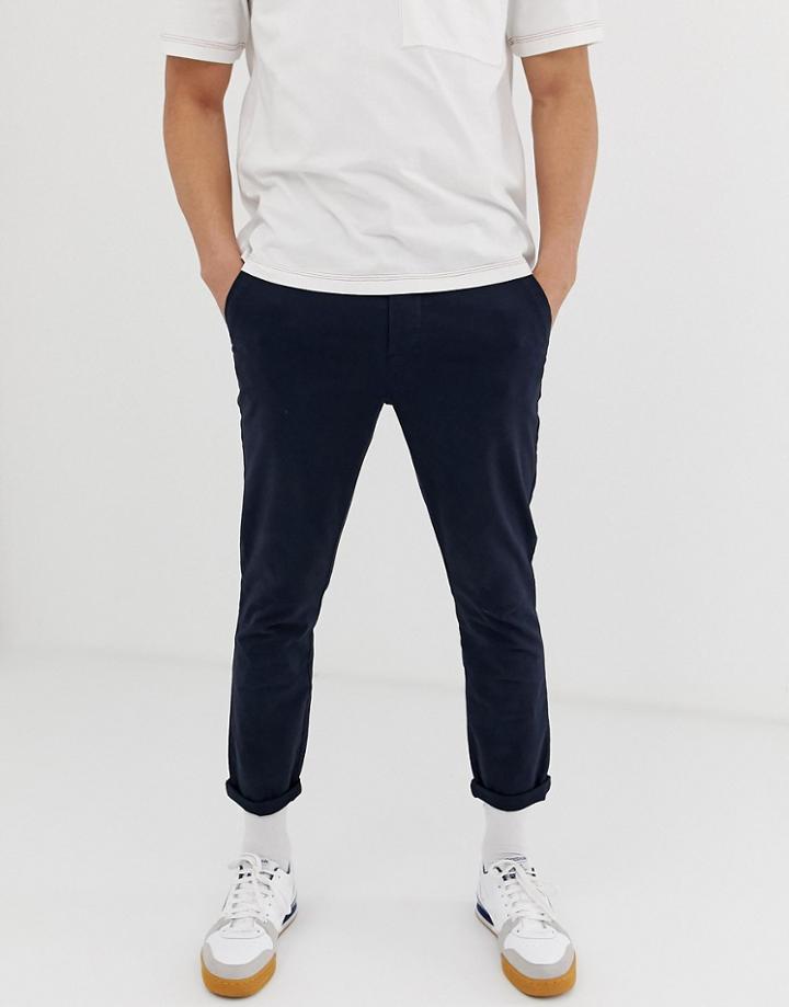 Asos Design Skinny Cropped Chinos In Navy - Navy